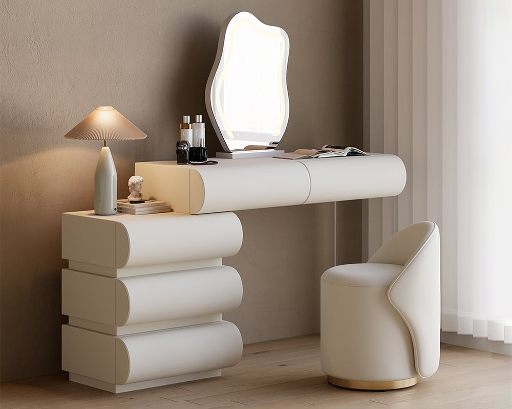 HMR Humply Makeup Vanity Set - White, With Cabinet, 6 Drawers