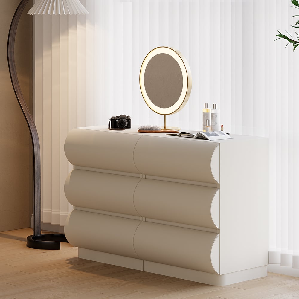 HMR Humply Makeup Vanity Set - White, With Cabinet, 6 Drawers