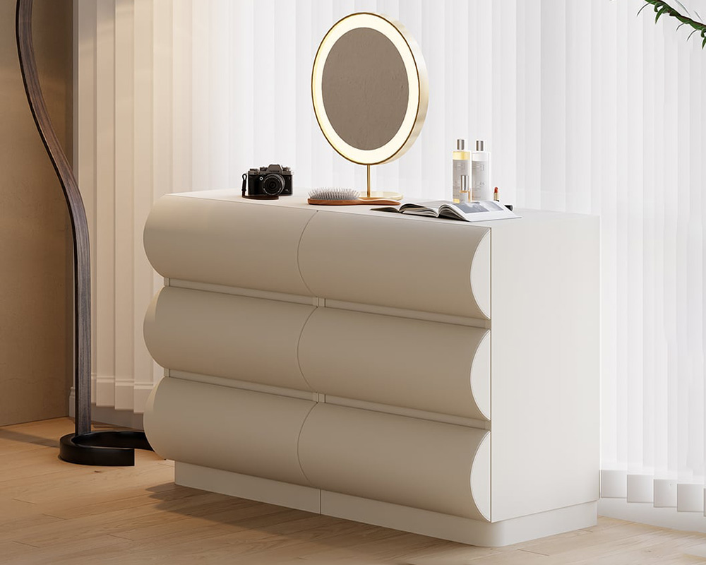 HMR Humply Makeup Vanity Set - White, With Cabinet, 6 Drawers
