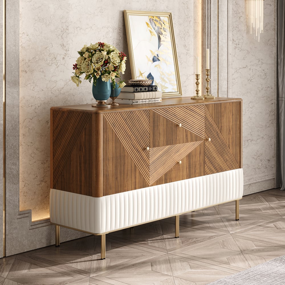 HMR - Wovent 60" Mid-Century Modern Walnut Sideboard Wood Kitchen Buffet with Storage