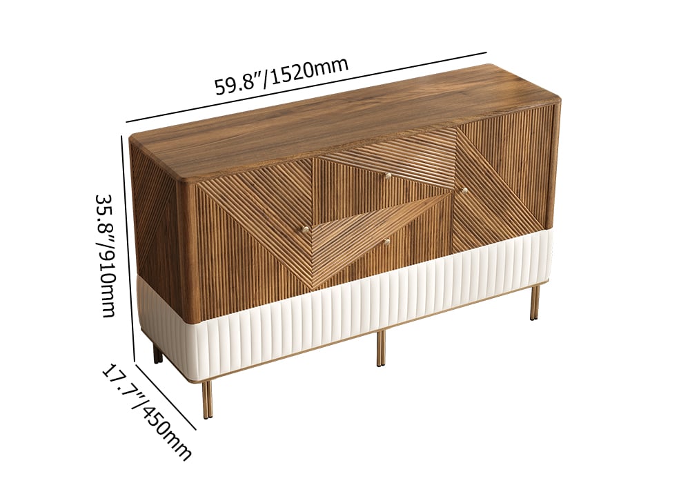 HMR - Wovent 60" Mid-Century Modern Walnut Sideboard Wood Kitchen Buffet with Storage