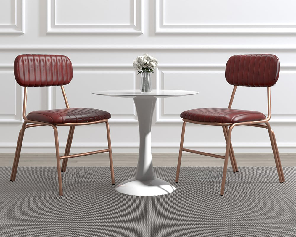 HMR Modern Dining Chairs with Faux Leather Upholstery (Set of 8) - Wine Red
