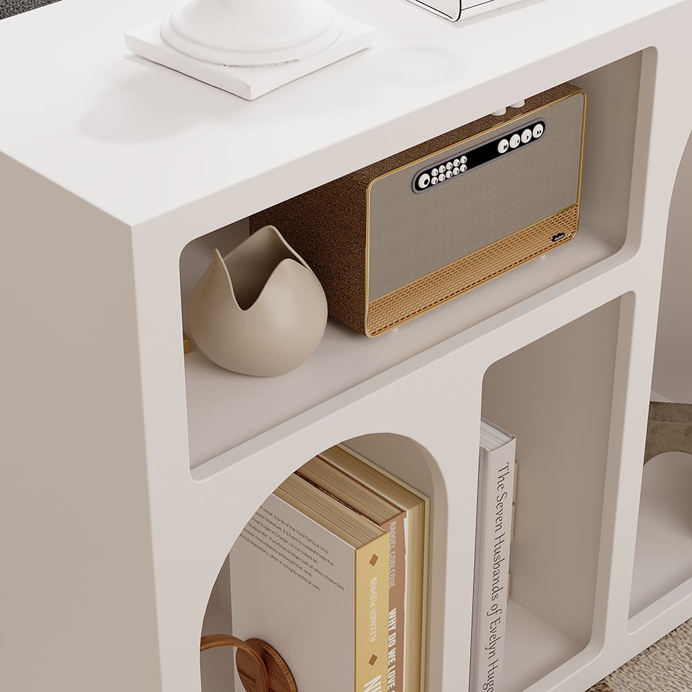 HMR - Codiys White Rectangle End Table Modern Sofa Side Table for Living Room