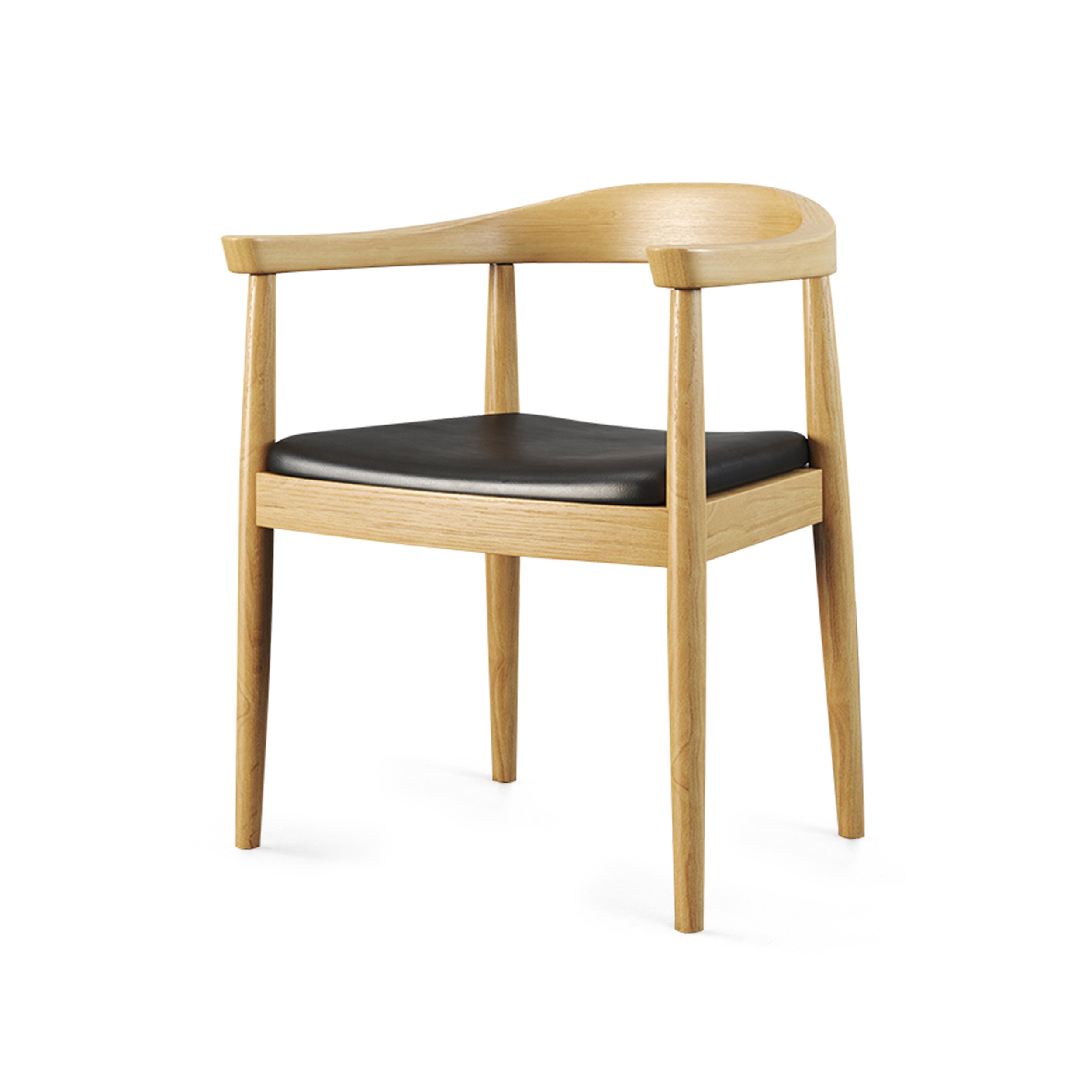 HMR Modern Wood Upholstery Dining Chair - Natural, Microfiber Leather, 1-Piece