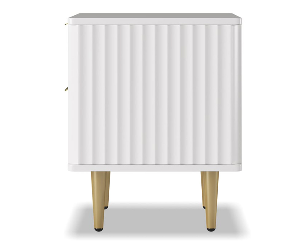 HMR Modern White Nightstand with 2 Drawers Bedside Table with Gold Legs - Set of 2