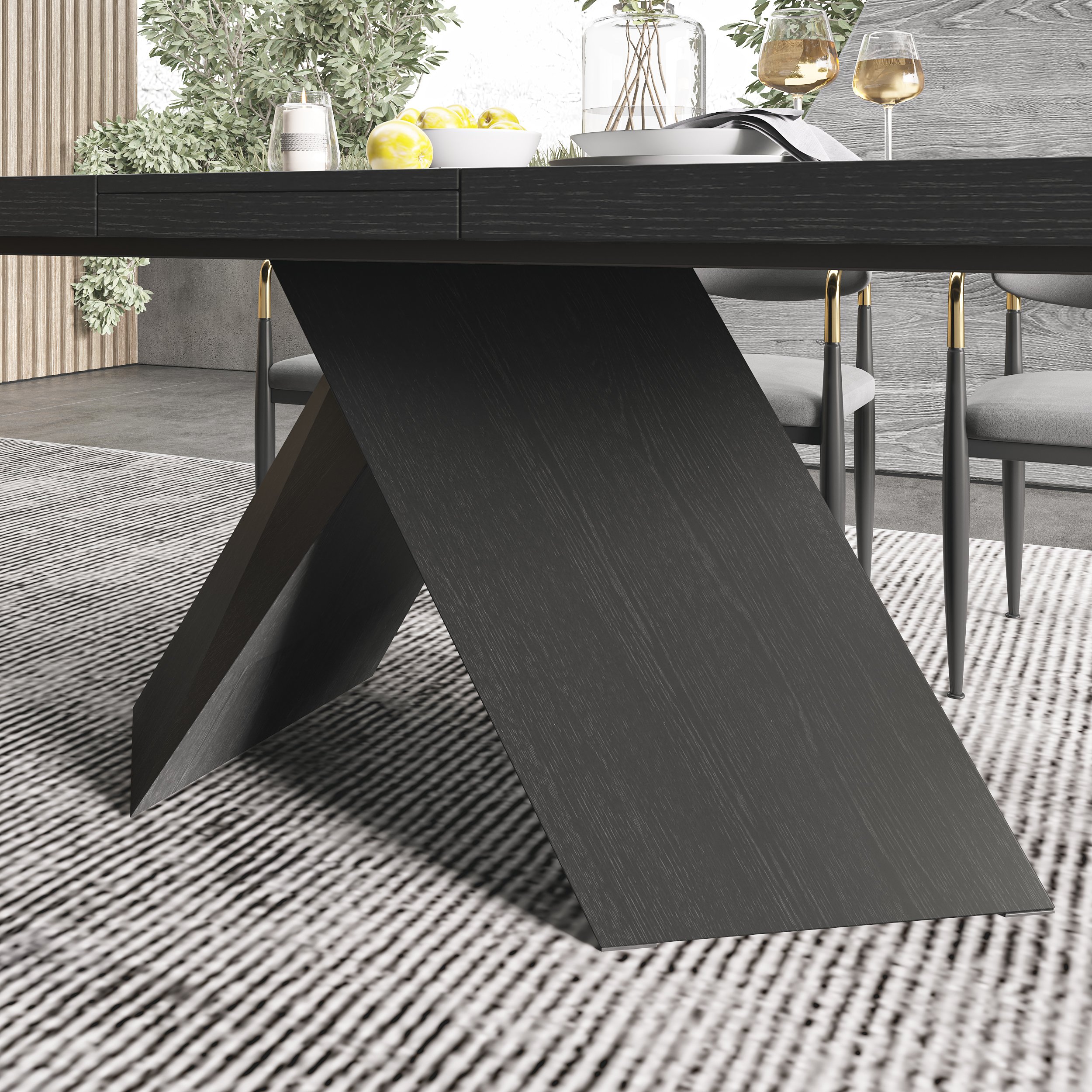 HMR Farmhouse Extendable Wood Dining Table - Black, 63"-79" (seats 6-8)
