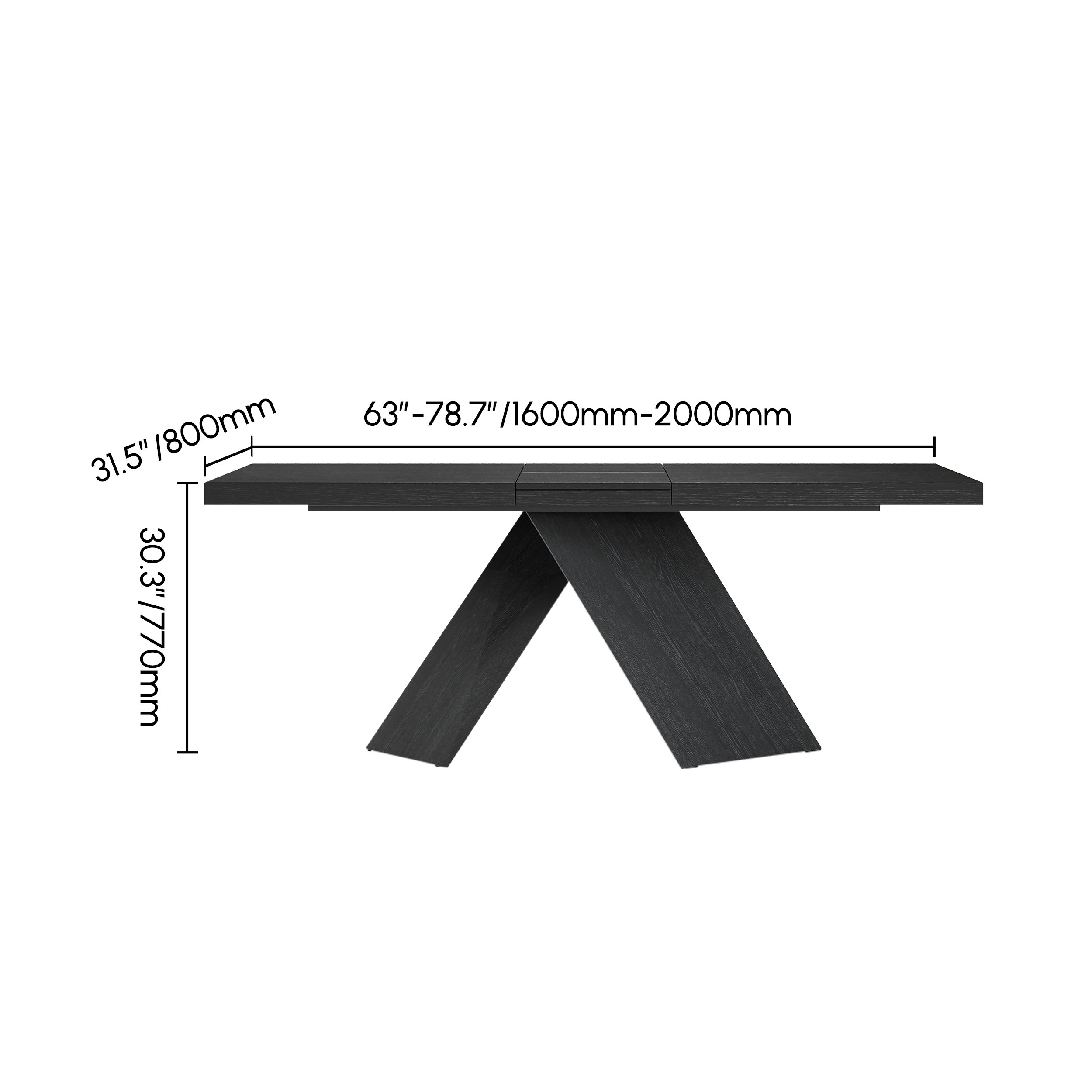 HMR Farmhouse Extendable Wood Dining Table - Black, 63"-79" (seats 6-8)