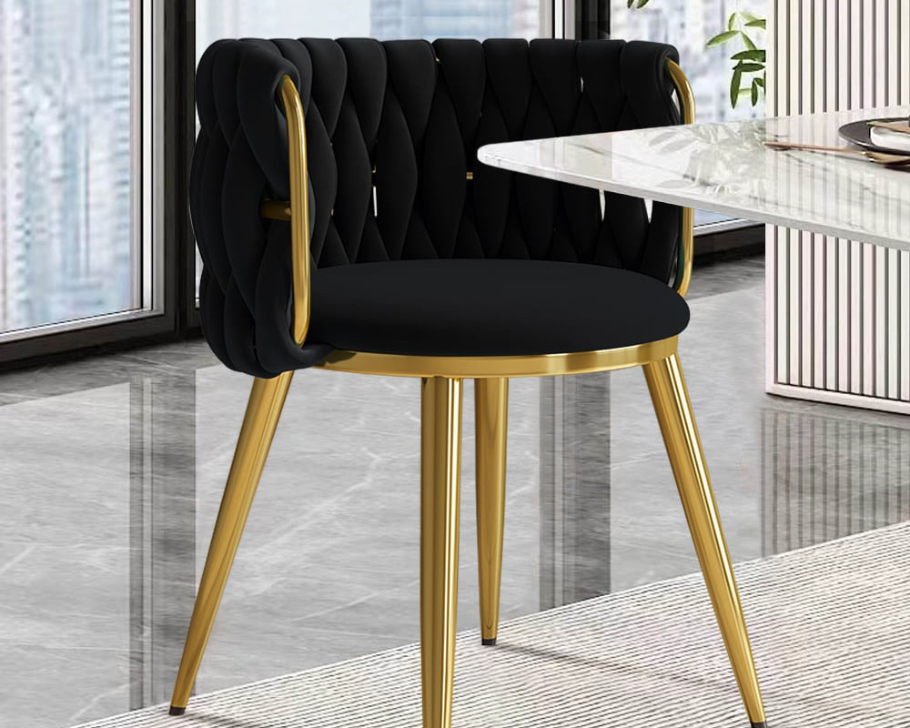 HMR Sweave Nordic Barrel Dining Chair with Velvet Upholstery (Set of 2) - Black
