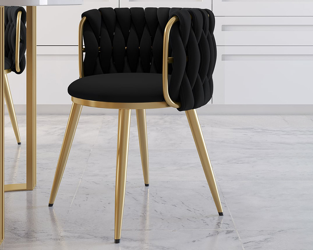 HMR Sweave Nordic Barrel Dining Chair with Velvet Upholstery (Set of 2) - Black