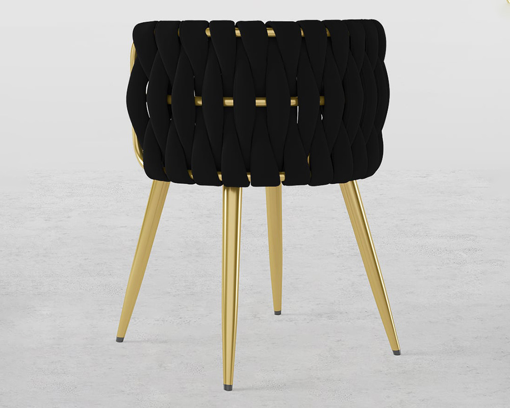 HMR Sweave Nordic Barrel Dining Chair with Velvet Upholstery (Set of 2) - Black