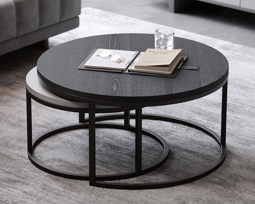 HMR Fero Extendable TV Stand & Nesting Coffee Table Set - Gray, 70.9"W x 15.7"D x 15.7"H, Style A