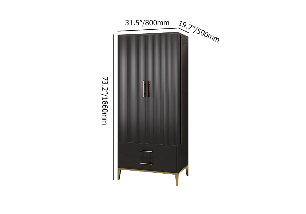 HMR - Black Bar Cabinet with Door Modern Storage Home Bar Cabinet with Glass Rack&Drawers