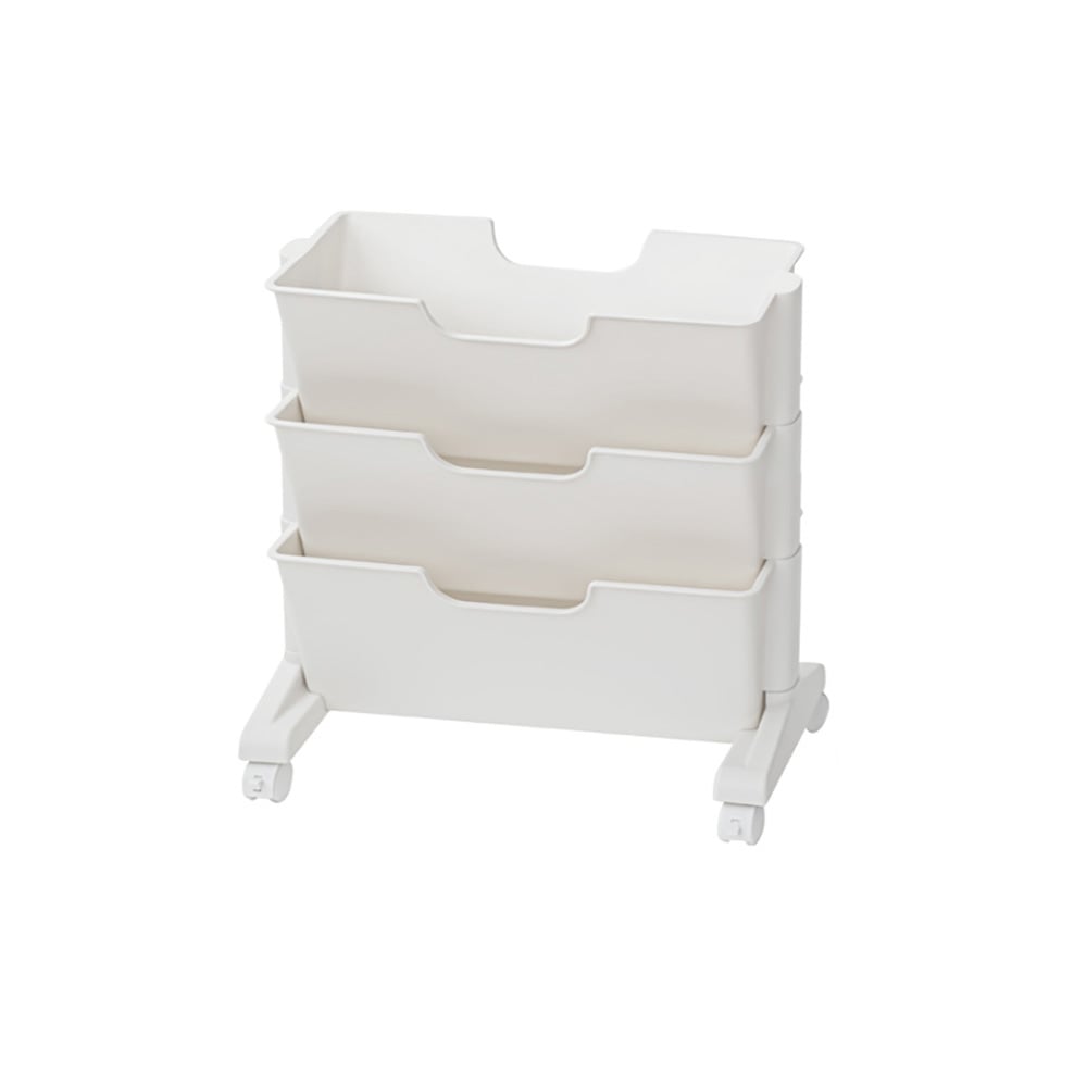 HMR - Modern 3-Tier Magazine Organizer Holder White Book Cart with Ample Open Storage