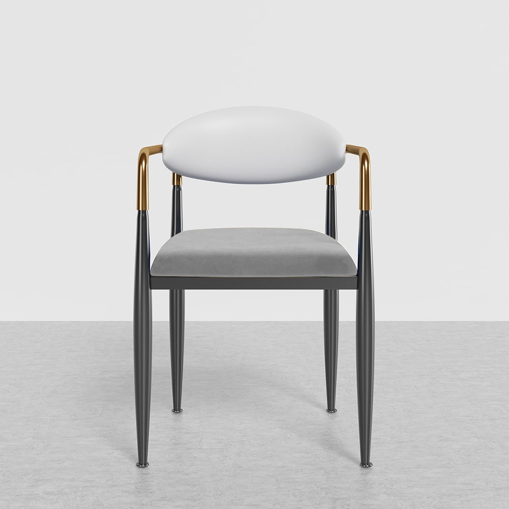 HMR Otrast Series Modern Dining Chairs with PU Leather Upholstery - White & Gray, 2-Pieces