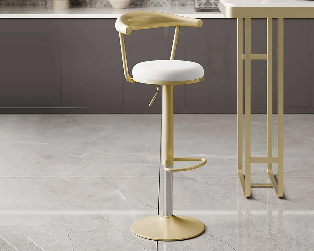 HMR Modern Adjustable Swivel Bar Stools with Velvet Upholstery (Set of 2) - White