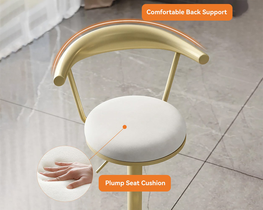 HMR Modern Adjustable Swivel Bar Stools with Velvet Upholstery (Set of 2) - White