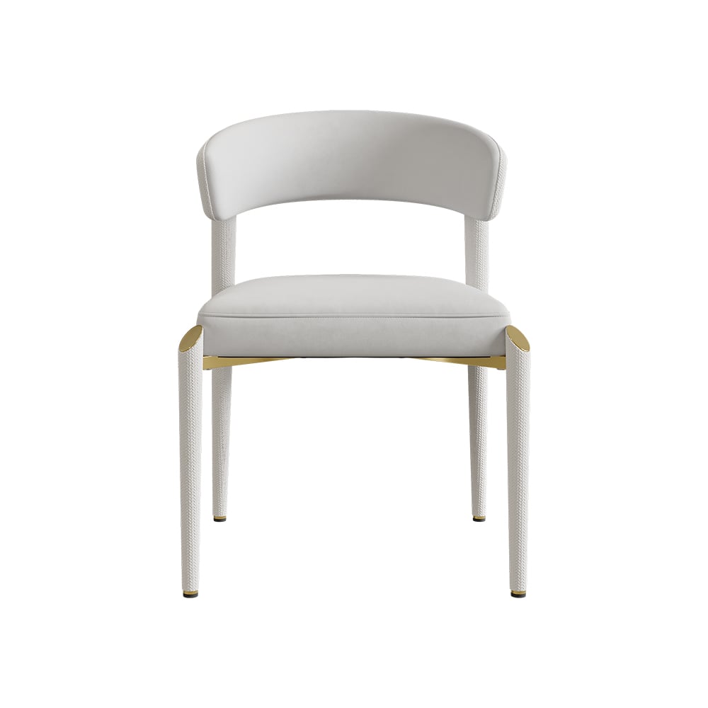 HMR - Set of 2 Modern Dining Chairs with PU Leather Upholstery White