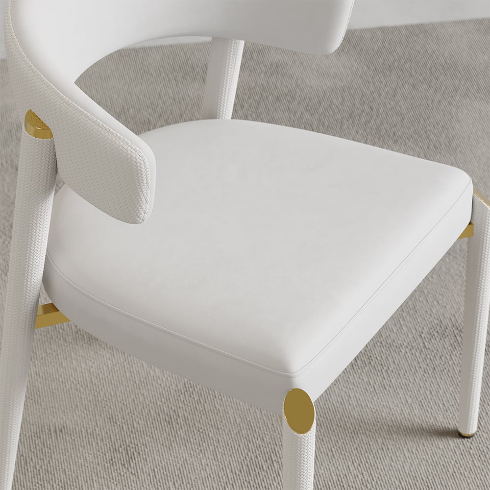 HMR - Set of 2 Modern Dining Chairs with PU Leather Upholstery White