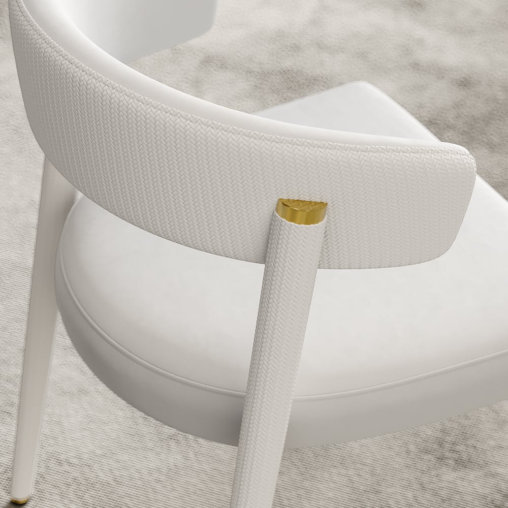 HMR - Set of 2 Modern Dining Chairs with PU Leather Upholstery White