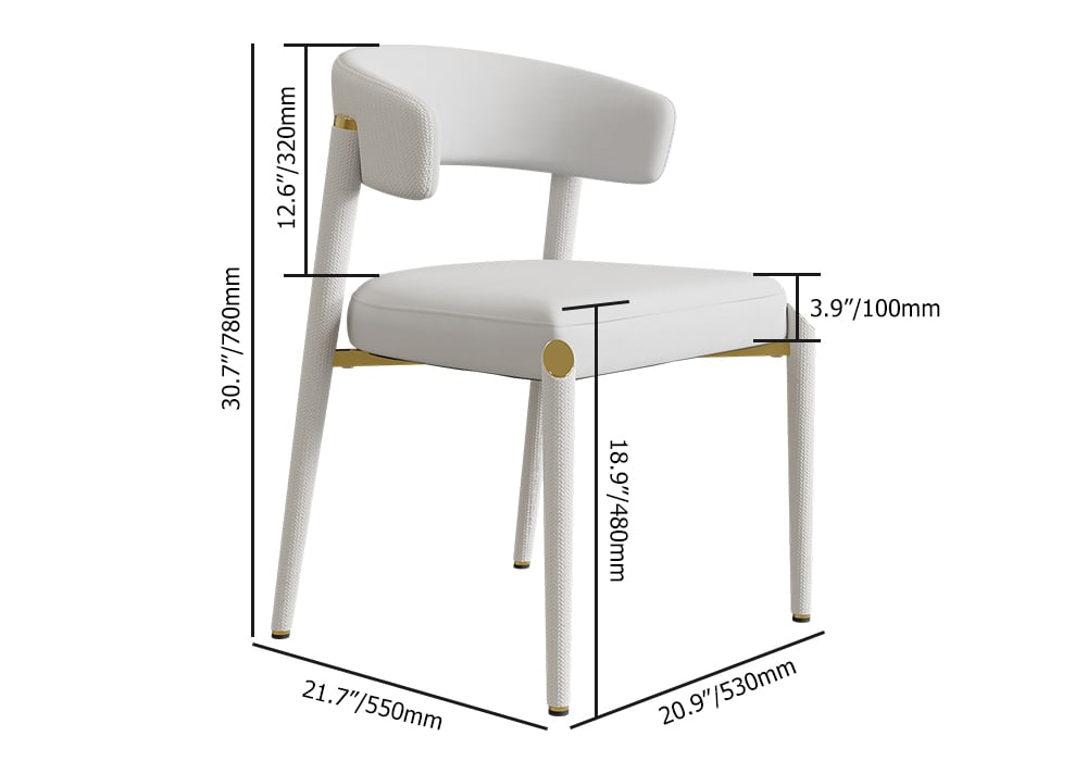 HMR - Set of 2 Modern Dining Chairs with PU Leather Upholstery White