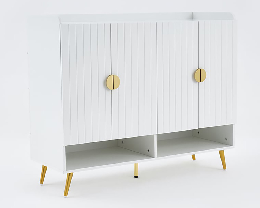 HMR - Yellar Nordic Entryway Shoe Cabinet with Doors & Open Shelves