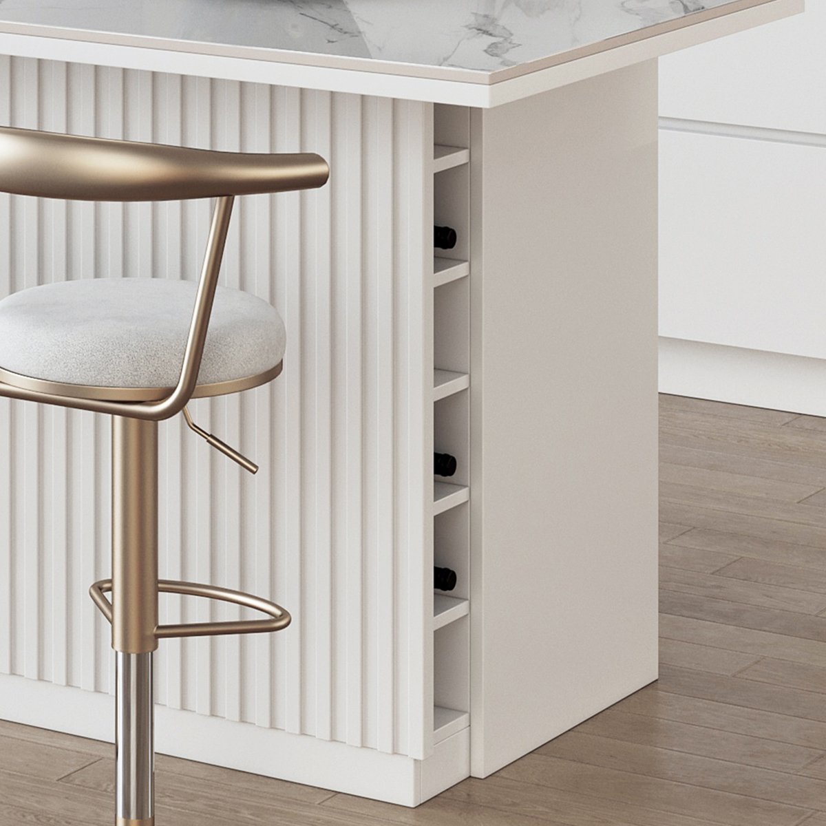 HMR Kitchen Island with Storage - White, 72“/1830mm, Sintered Stone