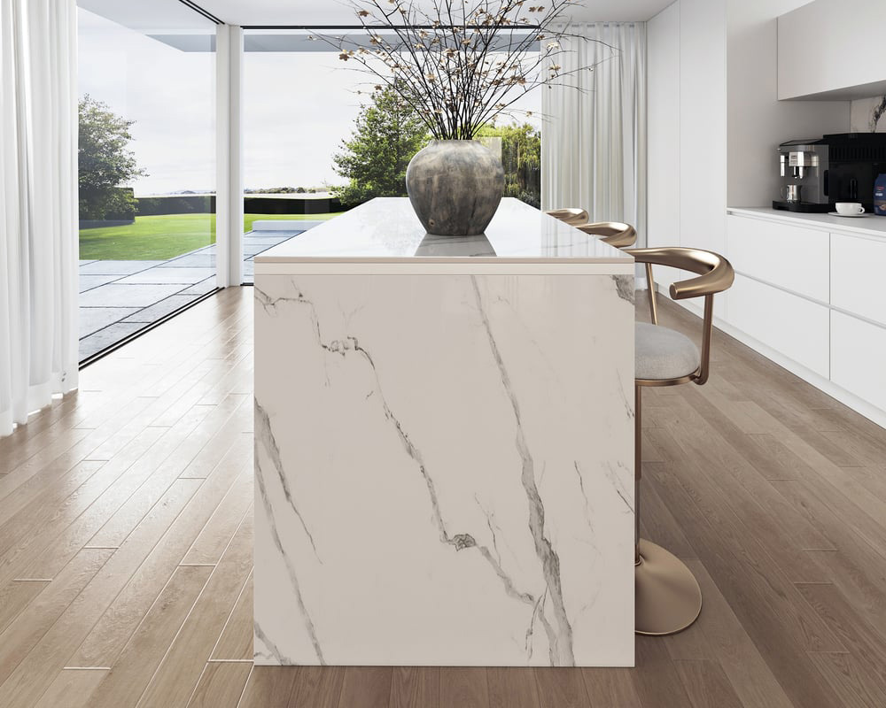 HMR Kitchen Island with Storage - White, 72“/1830mm, Sintered Stone