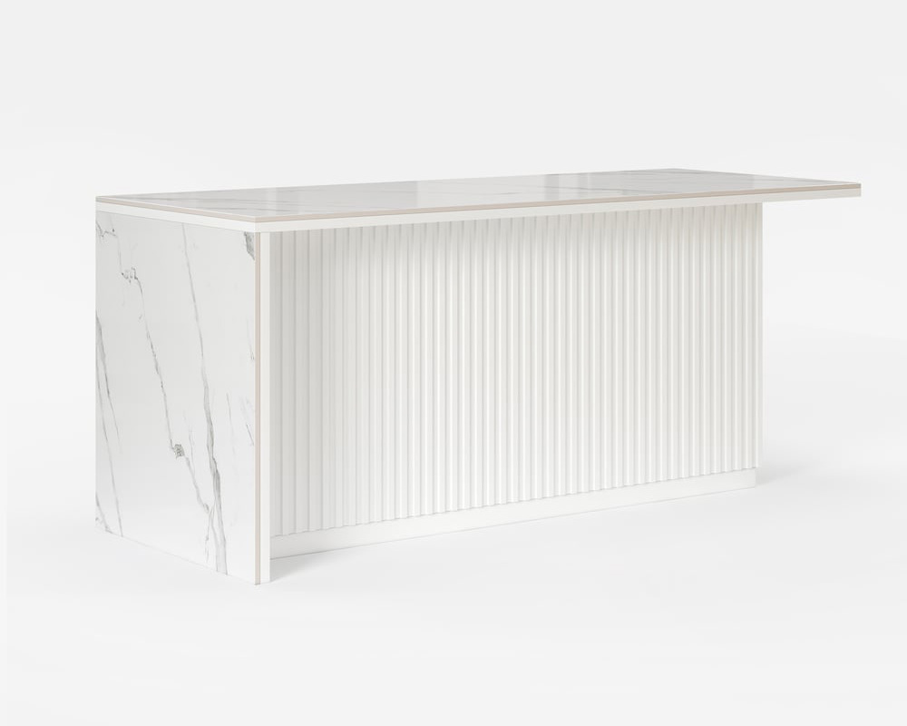 HMR Kitchen Island with Storage - White, 72“/1830mm, Sintered Stone