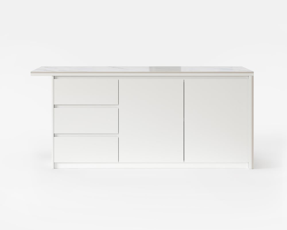 HMR Kitchen Island with Storage - White, 72“/1830mm, Sintered Stone