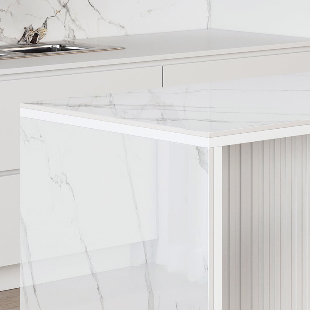 HMR Kitchen Island with Storage - White, 72“/1830mm, Sintered Stone