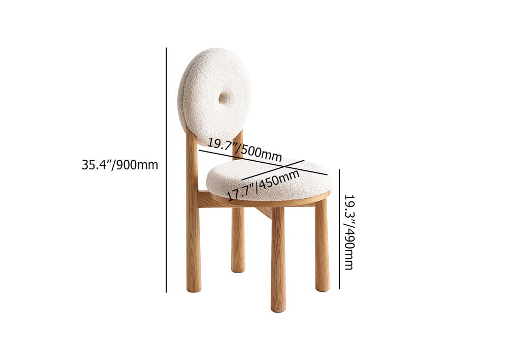 HMR - Japandi Modern Dining Chairs with Sherpa Upholstery White