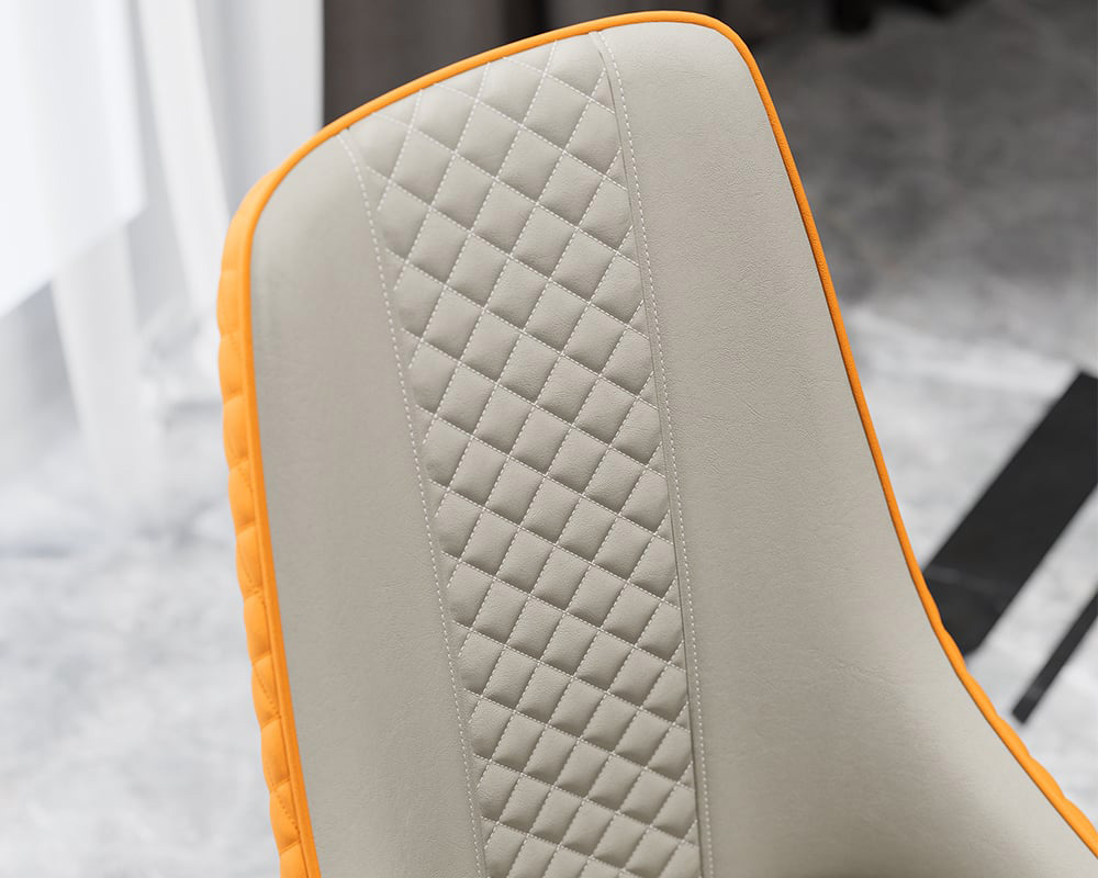 HMR Diamic Series Modern Faux Leather Dining Chairs with Upholstery - Deep Orange, 8-Pieces