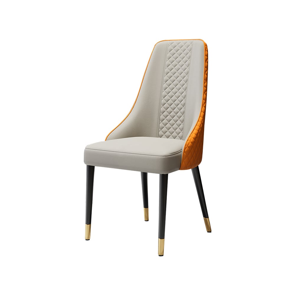 HMR Diamic Series Modern Faux Leather Dining Chairs with Upholstery - Deep Orange, 8-Pieces