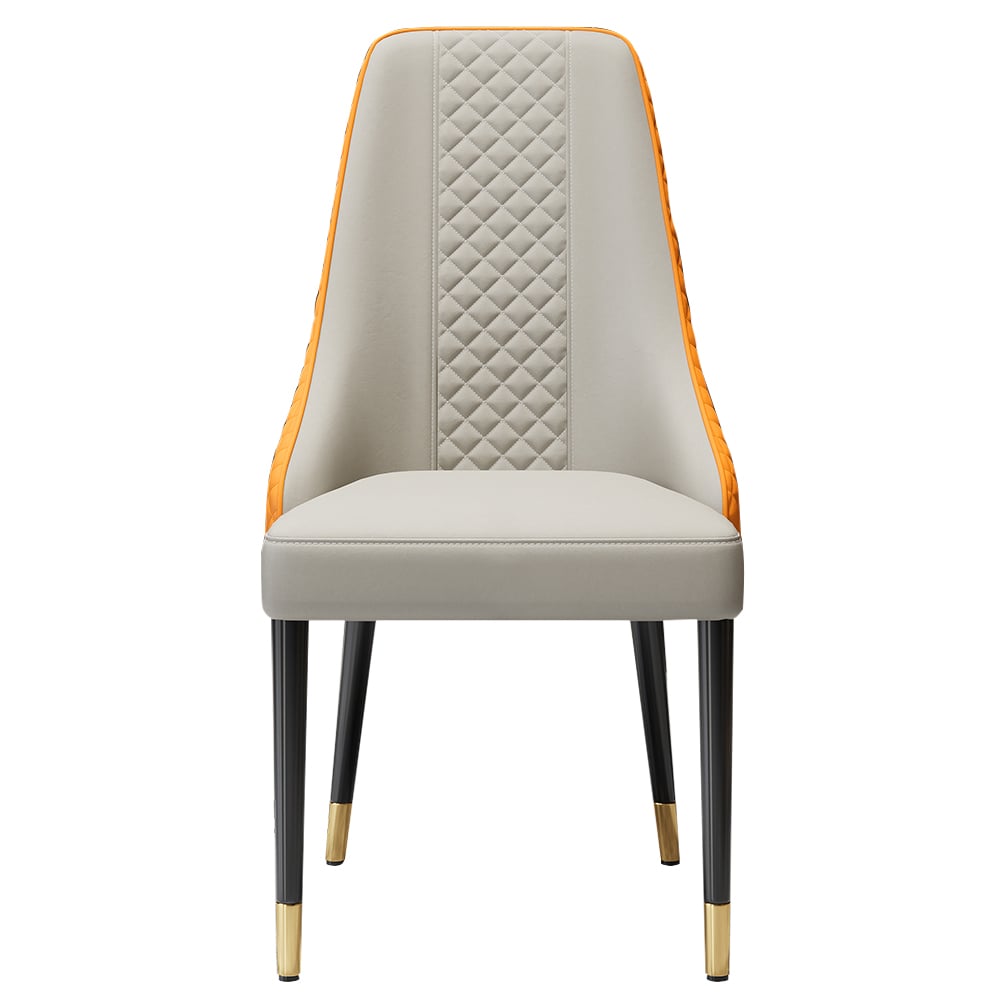 HMR Diamic Series Modern Faux Leather Dining Chairs with Upholstery - Deep Orange, 8-Pieces