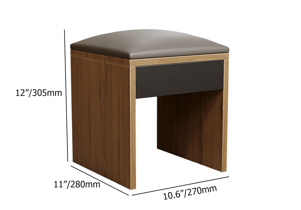 HMR - 11" Faux Leather Walnut Upholstered Stools (Set of 2)