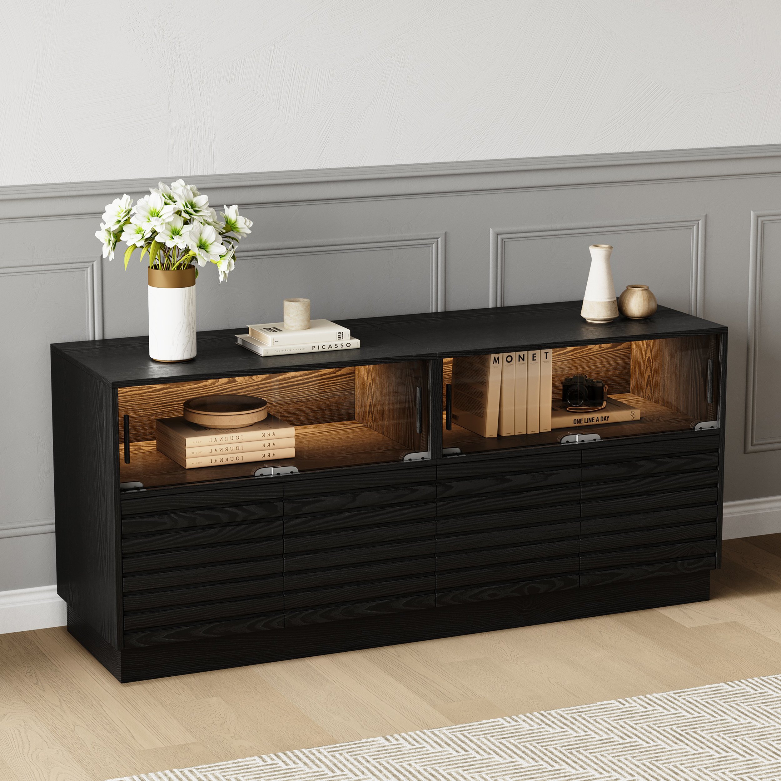 HMR - Lumoe LED Lights TV Stand & Coffee Table Set
