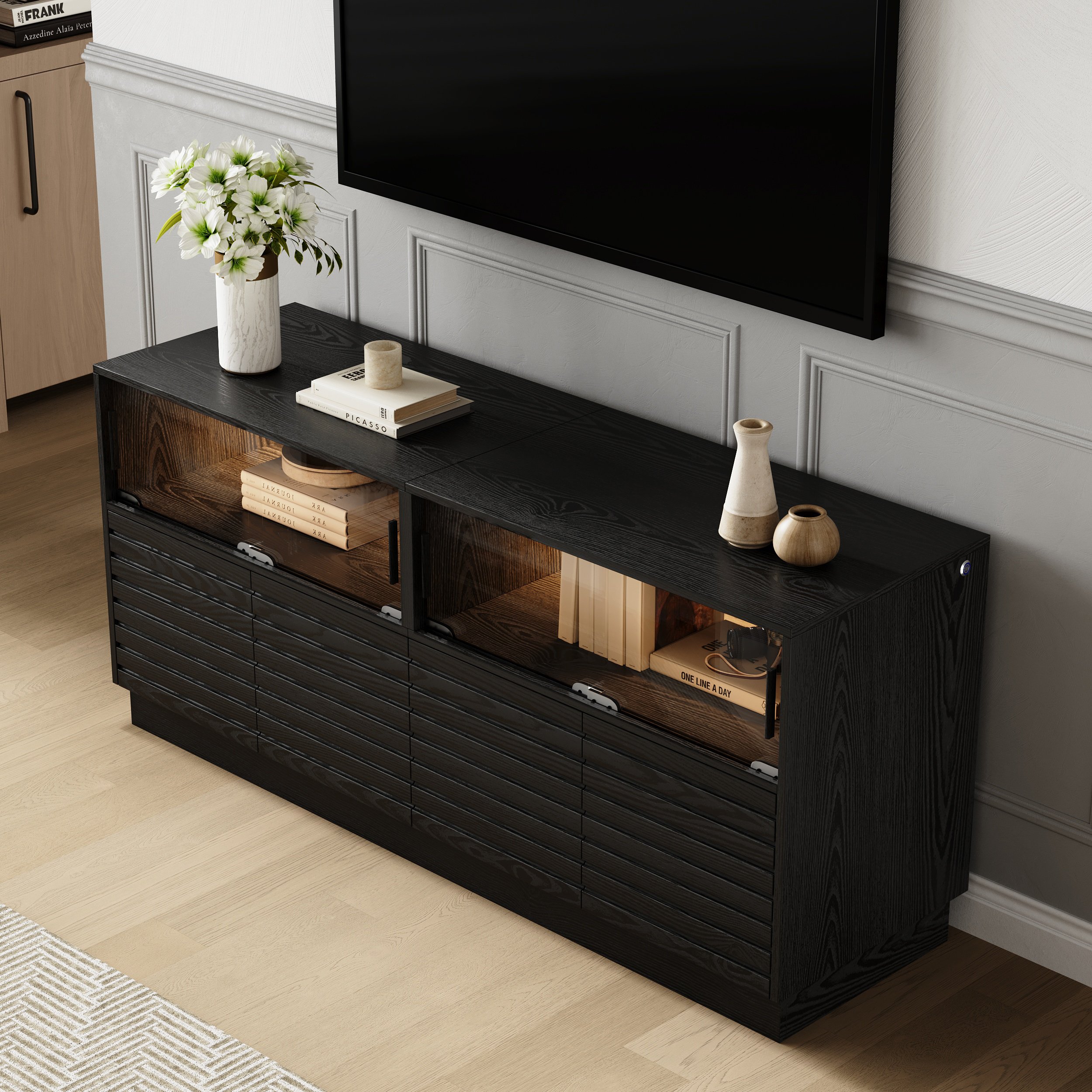 HMR - Lumoe LED Lights TV Stand & Coffee Table Set