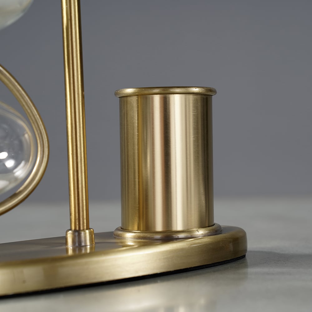 HMR - Vintage Antique Desk Decoration Brass Pen Holder 30 Minutes Hourglass Desk organizer