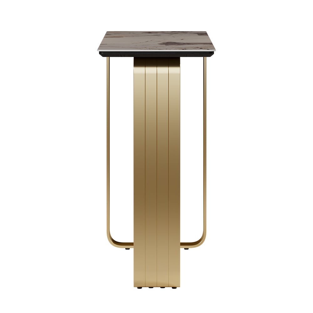 HMR - 47" W Modern Sintered Stone Console Table with Gold Stainless Steel Frame