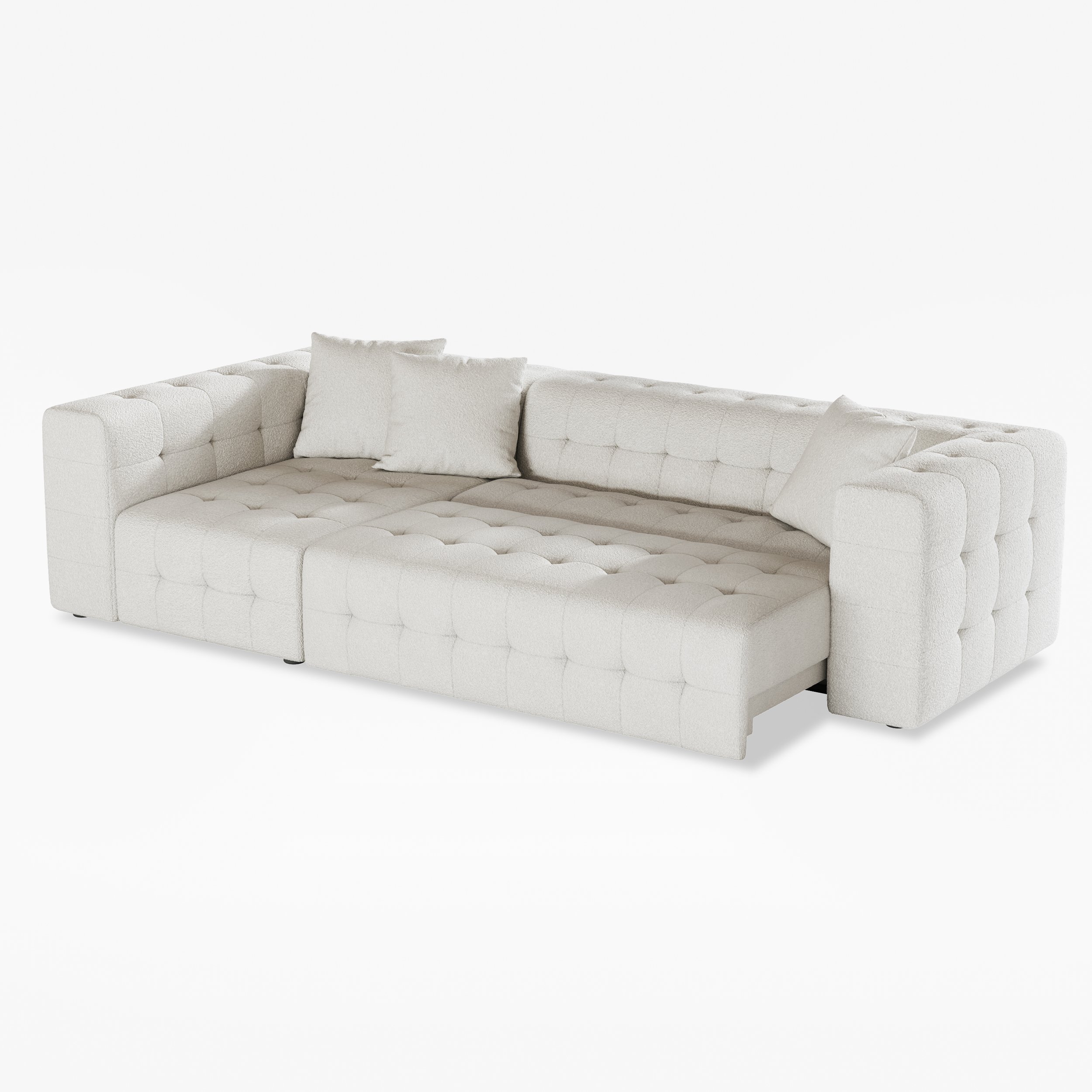 HMR - 112" Boucle Power Sectional Sofa Bed with Chaise