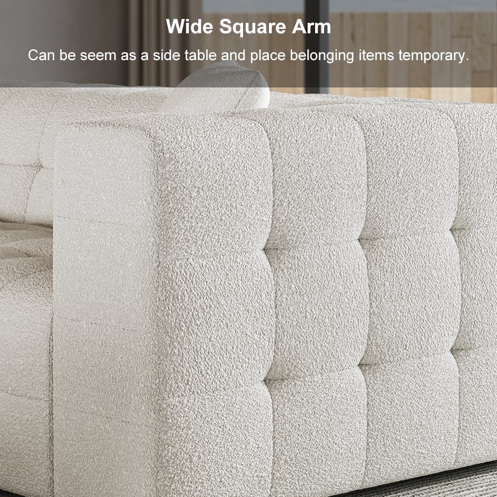 HMR - 112" Boucle Power Sectional Sofa Bed with Chaise