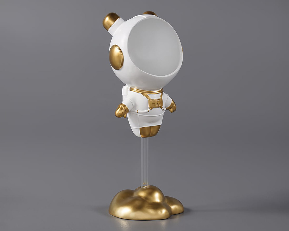 HMR Astronaut Resin Figurine Floating Side Table with Storage - Gold