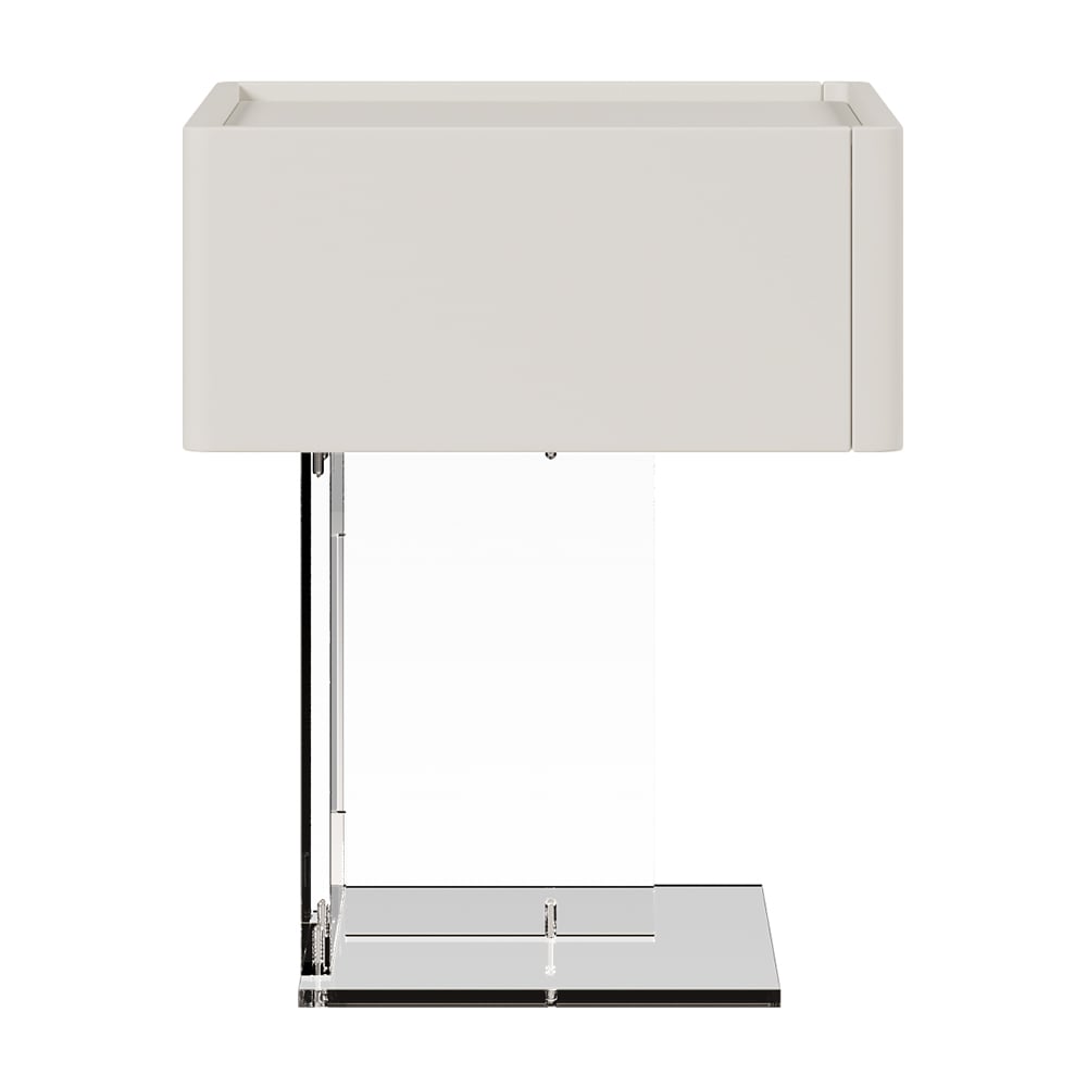 HMR - Modern White Faux Leather Floating Nightstand Bedside Table with Acrylic Frame