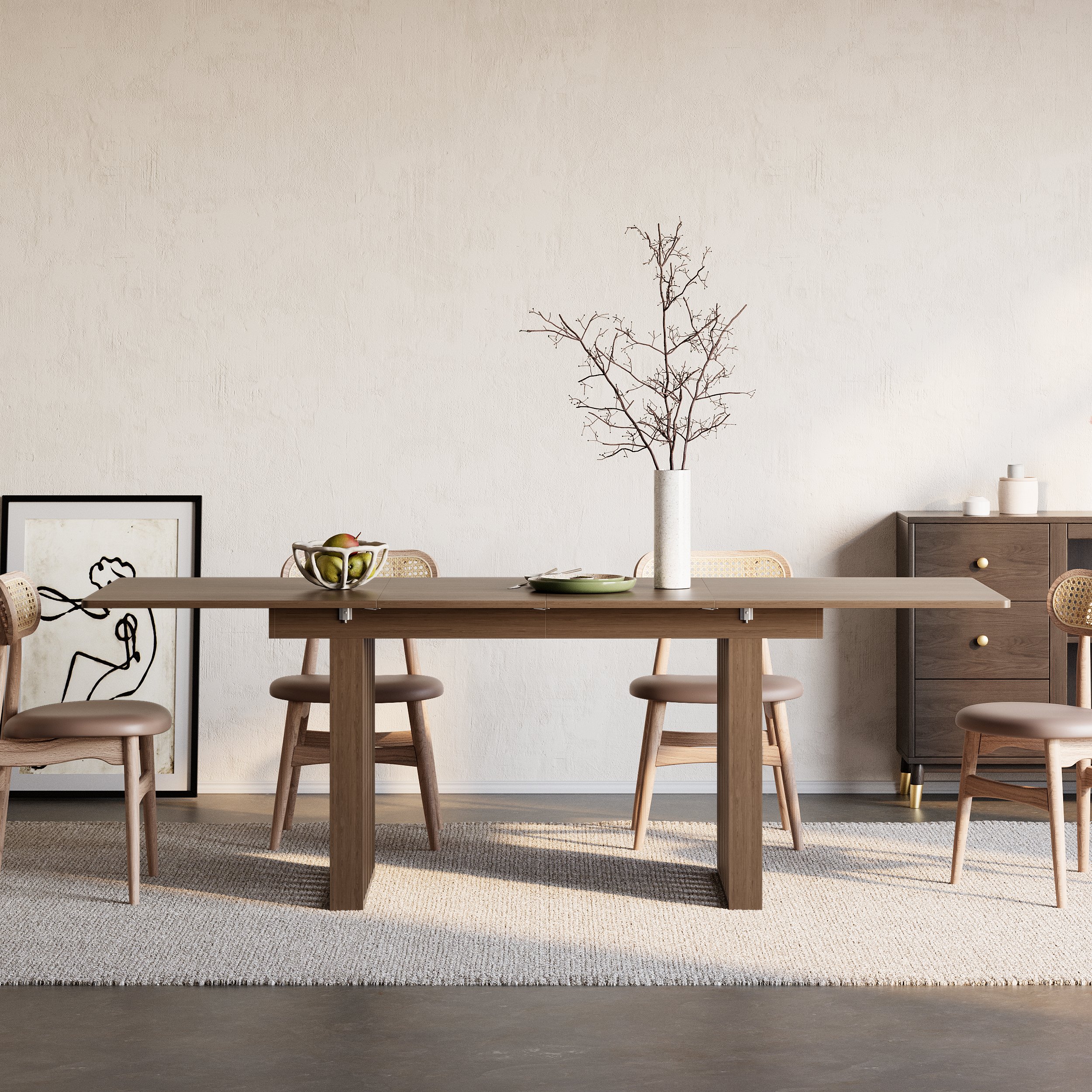 HMR 55"-87" Extendable Dining Table Seats 4-8 People - Walnut