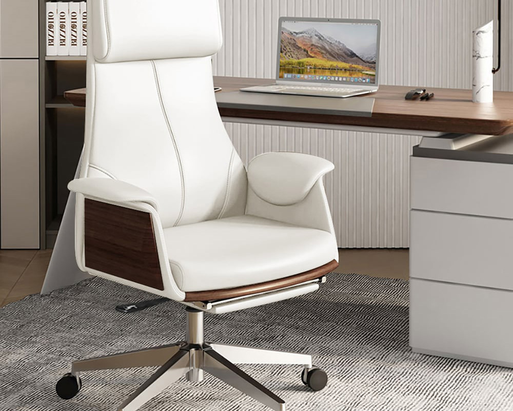 HMR Modern L-Desk Adjustable Electric Standing Desk & Office Chair Set - White, Left Hand