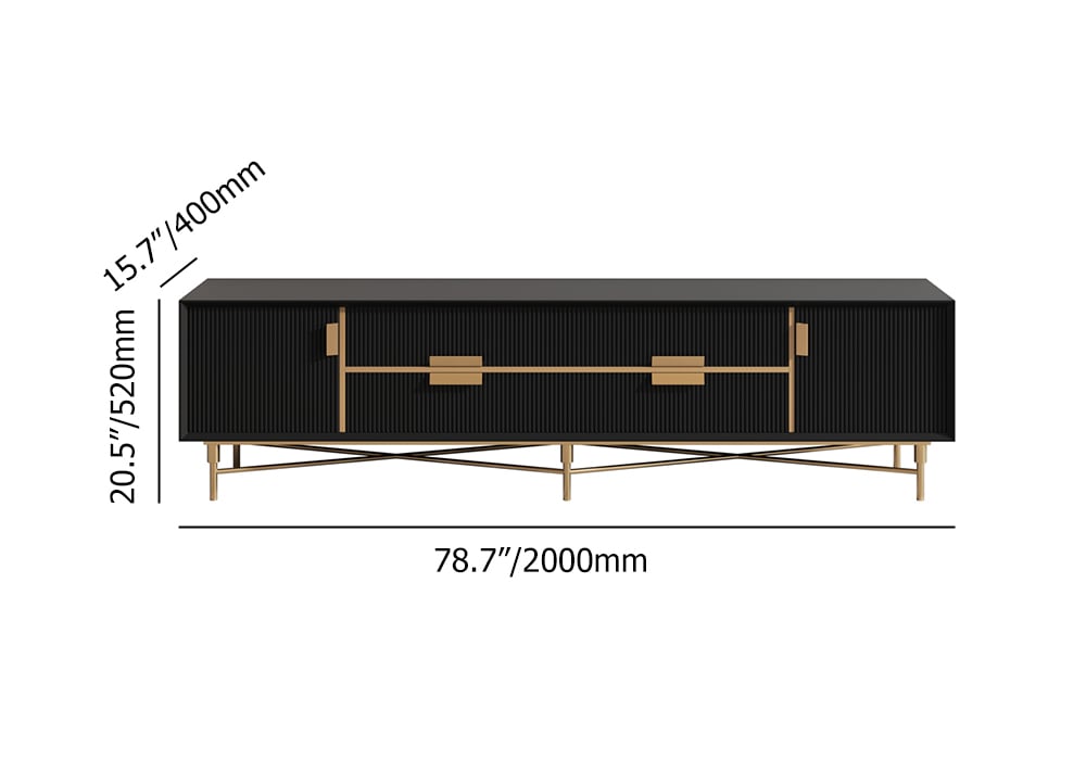 HMR Modern Rectangle TV Stand Media Console for 85" TVs with 4 Drawers & Doors MDF - Black, 78.7"