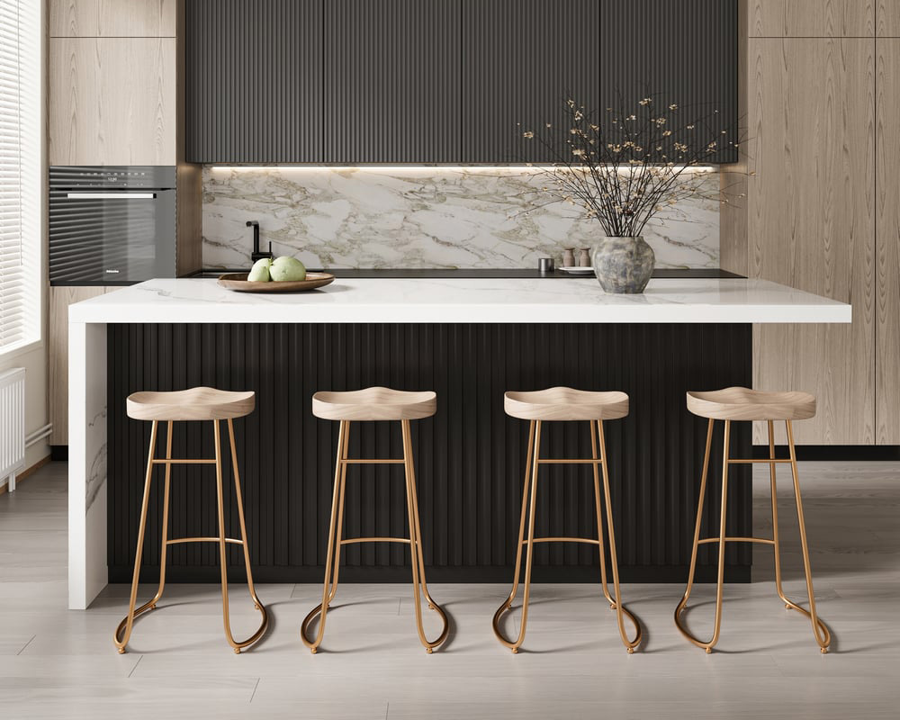 HMR Kitchen Island with Storage - White & Black, 72“/1830mm, Sintered Stone