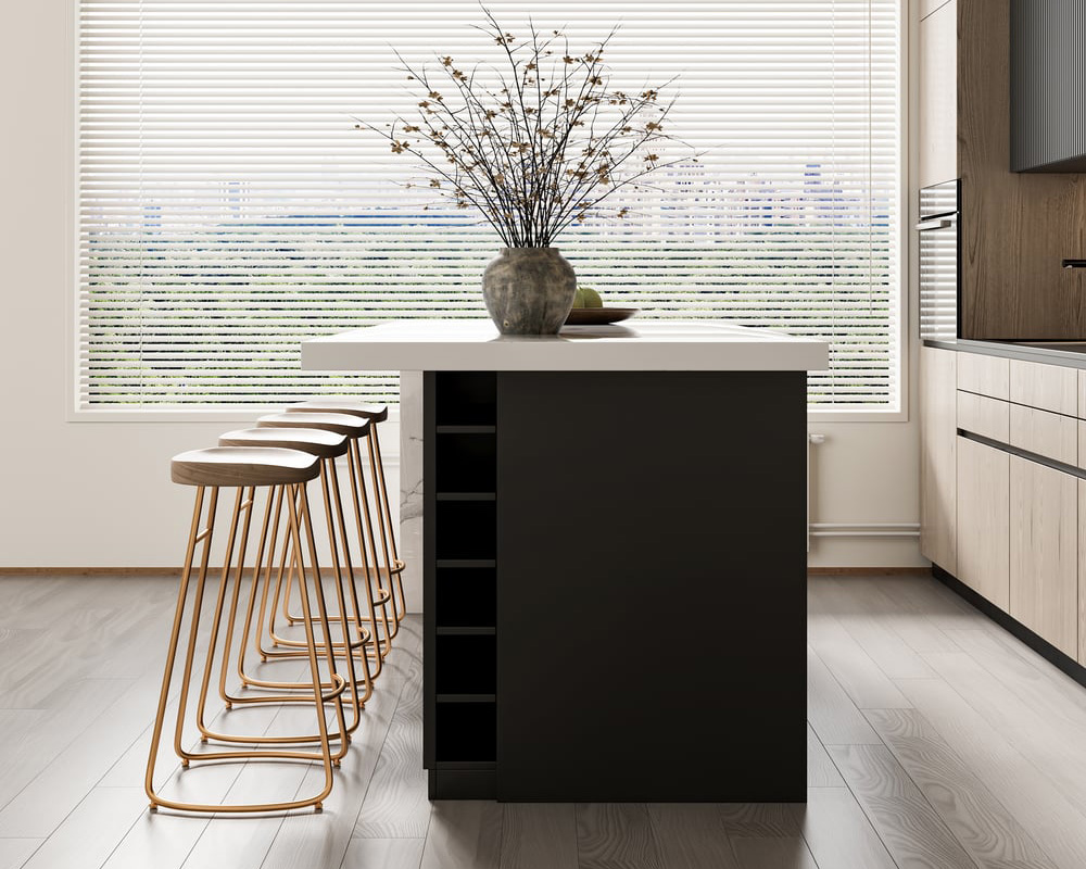 HMR Kitchen Island with Storage - White & Black, 72“/1830mm, Sintered Stone