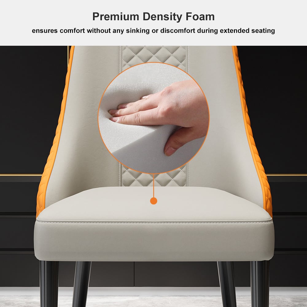 HMR Diamic Series Modern Faux Leather Dining Chairs with Upholstery - Deep Orange, 6-Pieces