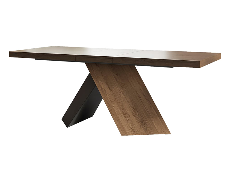 HMR Dining Set 61''-79'' Extendable Table - Walnut, Style C, With 8 Chairs